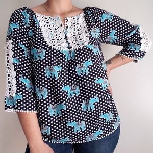 Crown & Ivy petite elephant print crochet top PS